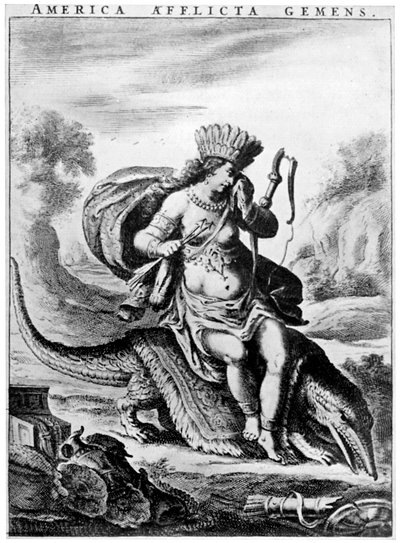 Allegorisk syn på Amerika, tidigt 1600-tal 1926. av Cornelis Visscher