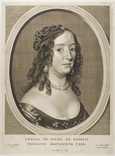 Amalia van Solms, hustru till Frederick Henry, från Nio porträtt av Cornelis Visscher