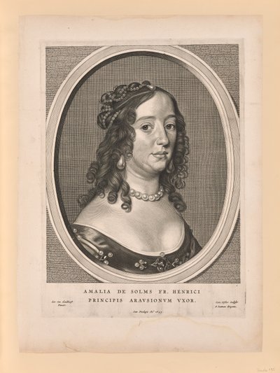 Amalia van Solms, hustru till Frederick Henry, från Nio porträtt av Cornelis Visscher