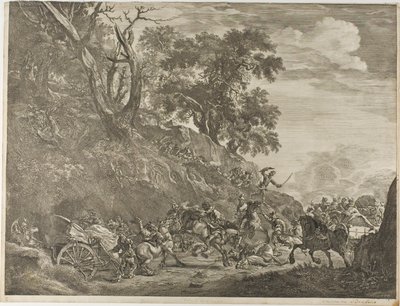 Attack mot en konvoj av Cornelis Visscher