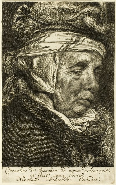 Huvud av en gammal kvinna (s.k. porträtt av Visschers mor) av Cornelis Visscher