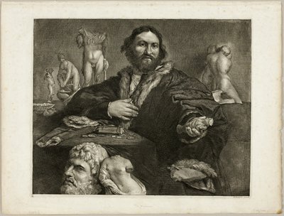 Porträtt av Andrea Odoni, från Cabinet Reynst; Cabinet Reynst: Gravyrer av olika bilder målade av kända konstnärer av Cornelis Visscher