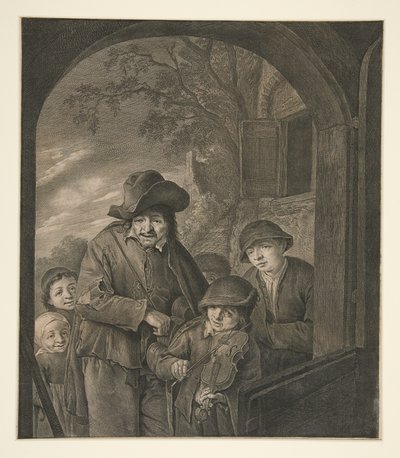 Utan titel (Musiker vid en värdshusdörr) av Cornelis Visscher