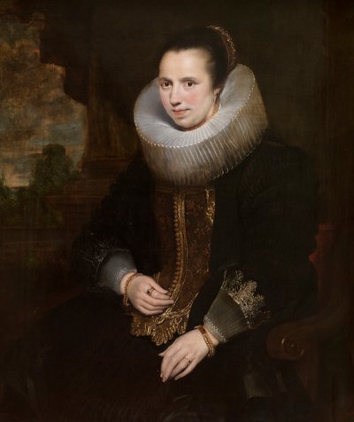 Elisabeth Hoegaerts (olja på duk) (par till 471109) av Cornelis de (attr. to) Vos