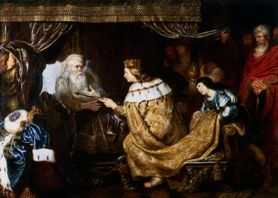 David presenterar spiran för Salomo, tidigt 1600-tal av Cornelis de Vos