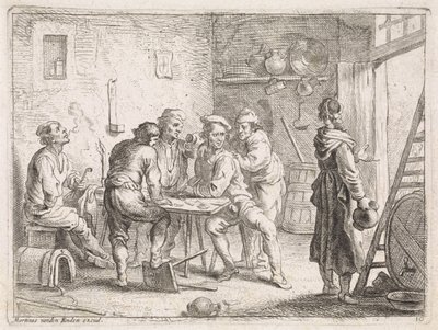 Kvinna lämnar ett värdshus av Cornelis de Wael