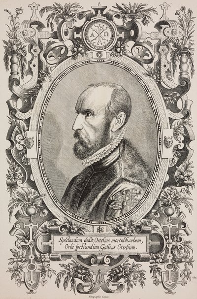 Porträtt av Abraham Ortelius (1528-1598), gravyr av Cornelius Galle d.ä. (1576-1650) ur L