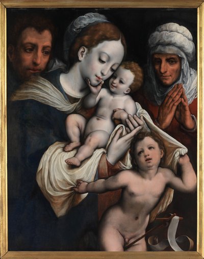 Helig familj med Elisabeth och Johannes Döparen (olja på panel) av Cornelis van Cleve