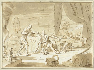 Esau säljer sin förstfödslorätt till Jakob av Cornelis van Noorde