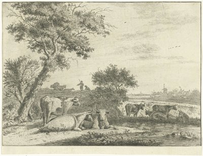 Landskap med kor av Cornelis van Noorde