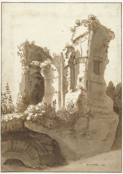 Ruinerna av det så kallade Palazzo Maggiore på Palatinen av Cornelis van Poelenburch