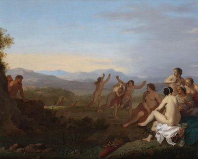 Satyrer som spionerar på nymfer Satyrer som kikar på nymfer av Cornelis van Poelenburch