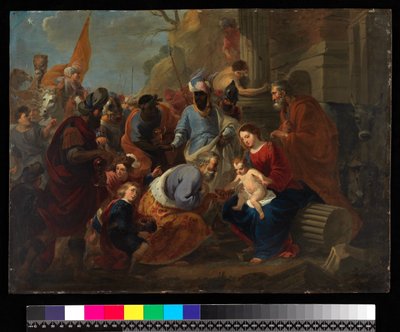 Tillbedjan av kungarna, före 1667 (olja på koppar) av Cornelis van Poelenburgh