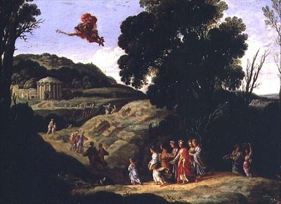 Bacchanal av Cornelis van Poelenburgh or Poelenburch