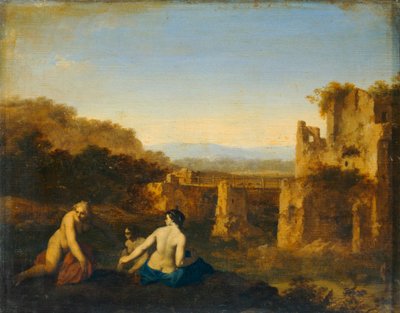 Badare nära forntida ruiner ... av Cornelis van Poelenburgh or Poelenburch