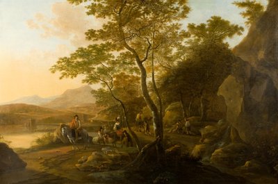 Landskap med figurer, ca 1655-1710 (olja på duk) av Cornelis van Swanenburgh