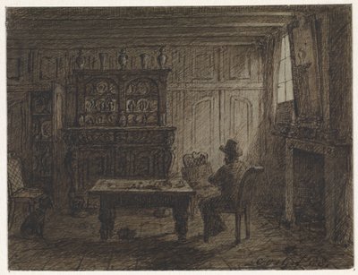 Man sitter i ett rum av Cornelis van der Griendt