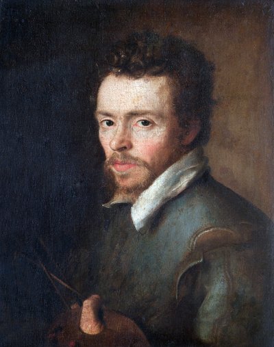 Självporträtt av en okänd målare med palett och penslar, 1596 av Cornelius Ketel