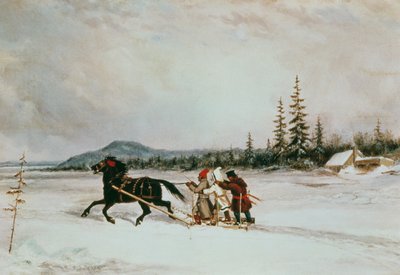 Människor som åker släde, ca 1855 av Cornelius Krieghoff