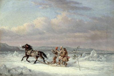 Jägare i hästdragen släde av Cornelius Krieghoff