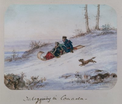 Taboggining i Kanada av Cornelius Krieghoff