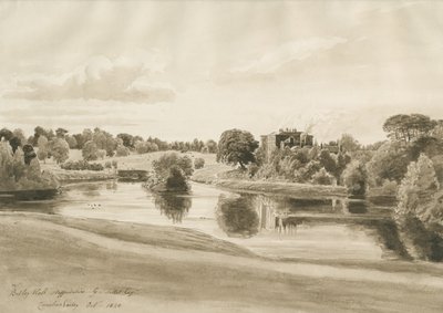 Betley Hall: sepiatvättteckning, okt 1820 av Cornelius Varley