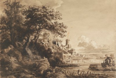 Landskap med slott av Cornelius Varley