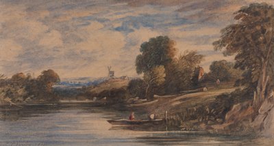 Landskap med väderkvarn av Cornelius Varley