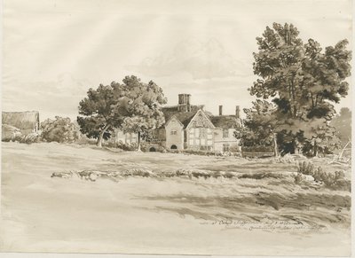 Oaken - Farm House: sepiatvättteckning, 5 augusti 1820 av Cornelius Varley