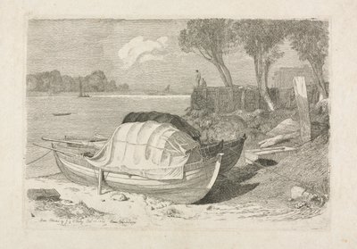 Två strandade fiskebåtar, 1809. av Cornelius Varley