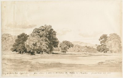 Wrottesley Park: sepiateckning, juli 1820 av Cornelius Varley