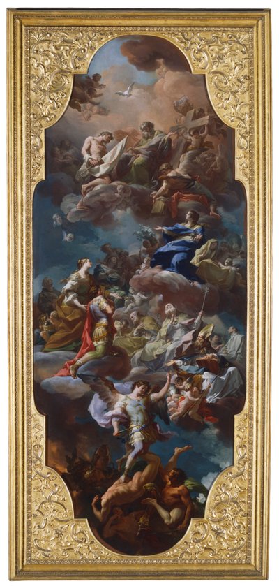 Sankta Helena och kejsaren Konstantin Presenteras för den heliga treenigheten av Jungfru Maria av Corrado Giaquinto