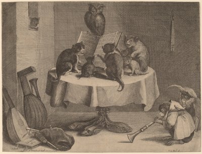 Kattens konsert av Coryn Boel after David Teniers the Younger