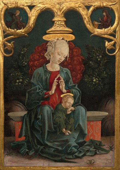 Madonna och barn i en trädgård, ca 1460-70 av Cosimo Tura