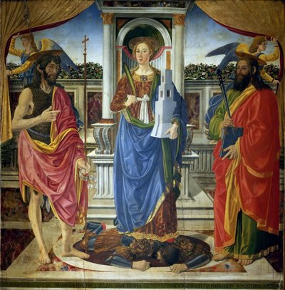 Den heliga Barbara med de heliga Johannes Döparen och Matteus, ca 1470. av Cosimo di Lorenzo Rosselli