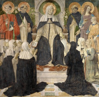 Den heliga Katarina av Siena som andlig moder av den andra och tredje orden av Saint Dominic, c1499. av Cosimo di Lorenzo Rosselli