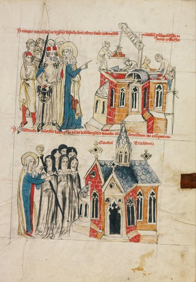 Hedwig och det nya klostret; nunnor från Bamberg bosätter sig i det nya klostret av Court workshop of Duke Ludwig I of Liegnitz and Brieg
