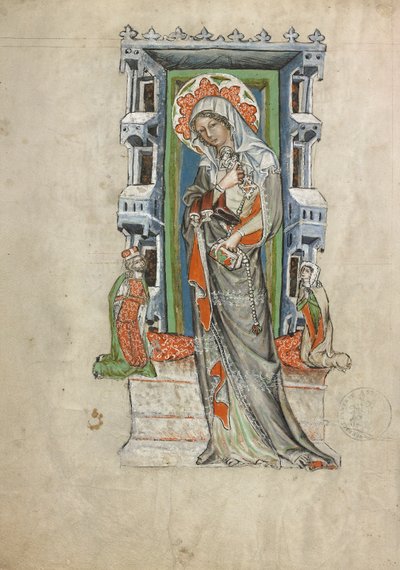 Den helige Hedwig av Schlesien med hertig Ludwig I av Liegnitz och Brieg och hertiginnan Agnes av Court workshop of Duke Ludwig I of Liegnitz and Brieg