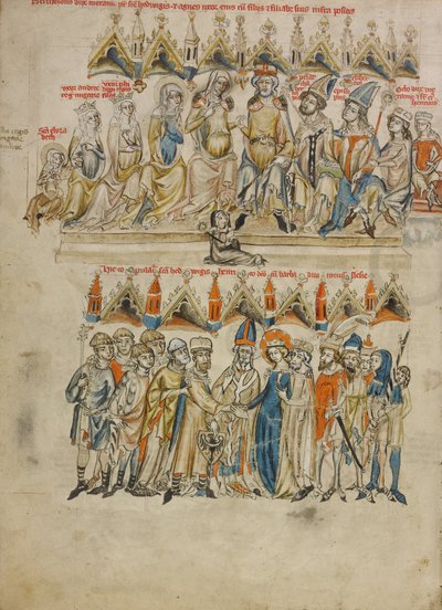 Familjen Berthold VI; Äktenskapet mellan Hedwig och Heinrich av Court workshop of Duke Ludwig I of Liegnitz and Brieg