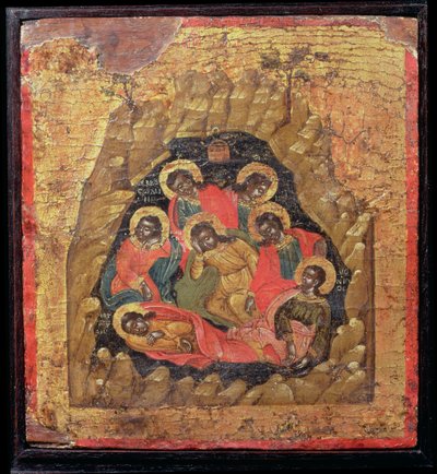 The Seven Sleepers of Efesos (tempera på panelen) av Cretan School