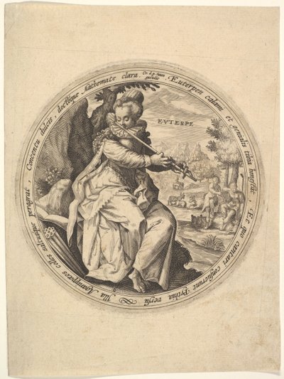 Euterpe, från Muserna. av Crispijn de Passe I