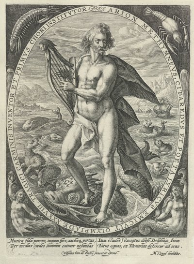 Arion: elementet vatten De fyra elementen (serietitel) 4. Principes Musicæ (serietitel) av Crispijn van de Passe (I)