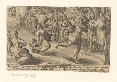 Atalanta en Hippomenes Metamorfosen van Ovidius (serietitel) Metamorphose (serietitel) av Crispijn van de Passe (I)