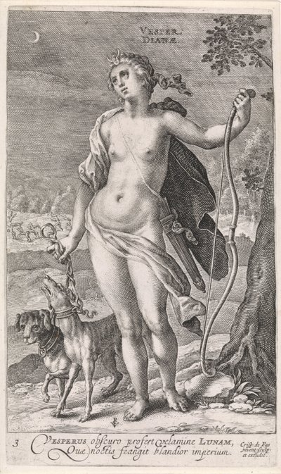 Kväll Vesper Dianæ (titel på objekt) The Four Times of the Day (serietitel) av Crispijn van de Passe (I)