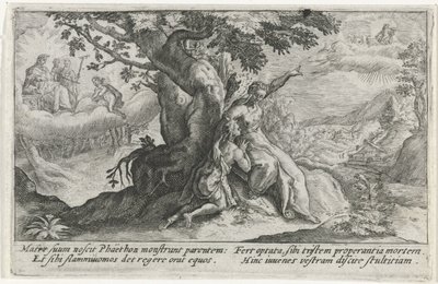 Clymene och Phaëthon Metamorfosen van Ovidius (serietitel) av Crispijn van de Passe (I)