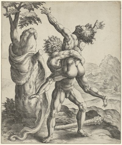 Hercules brottas med Antaeus av Crispijn van de Passe (I)