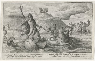 Neptunus lugnar vågorna Ovidius metamorfoser (serietitel) av Crispijn van de Passe (I)