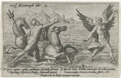 Neptunus sträcker sig efter Coronis Ovidius metamorfoser (serietitel) av Crispijn van de Passe (I)