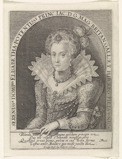 Porträtt av Elisabeth Stuart, drottning av Böhmen av Crispijn van de Passe (I)