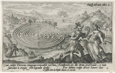 Theseus en Ariadne Metamorfosen van Ovidius (serietitel) av Crispijn van de Passe (I)
